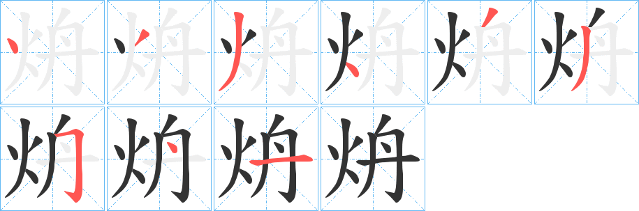 炿字筆畫寫法